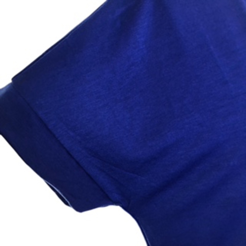 NWOT No Brand Label A-line Side Pocket V-neck Short Sleeve Blue Dress Size L - Picture 5 of 7